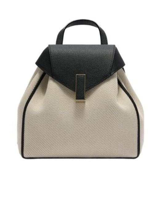Valextra Black Iside Textured Canvas Backpack Mini