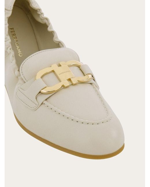 Ferragamo White Stretch Loafers