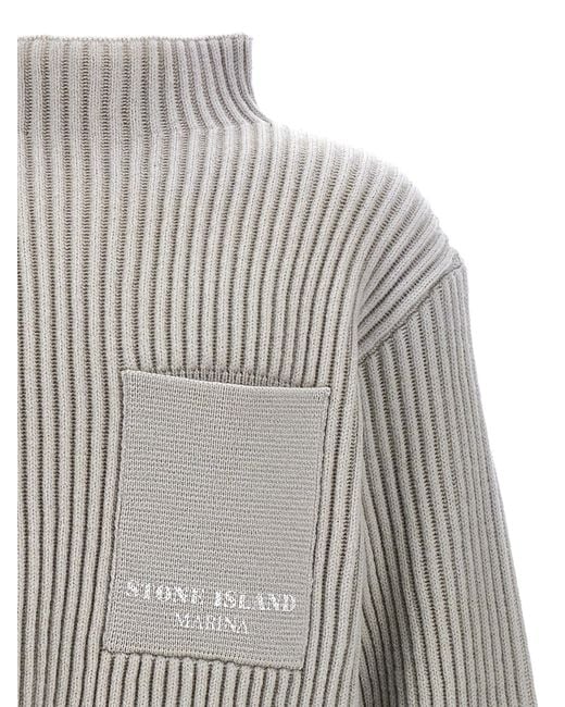 Stone Island Gray High-Neck Knitted Jumper for men