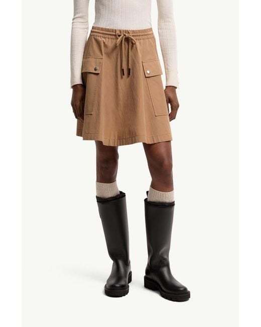 Moncler Natural Cotton Blend A-Line Mini Skirt