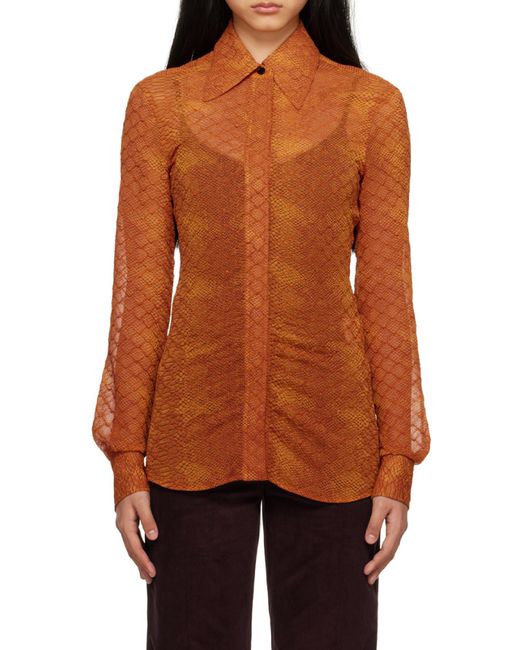 Victoria Beckham Brown Fitted Long-Sleeved Shirt