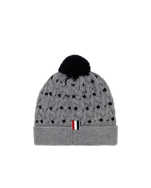 Thom Browne Black Cable Beanie for men