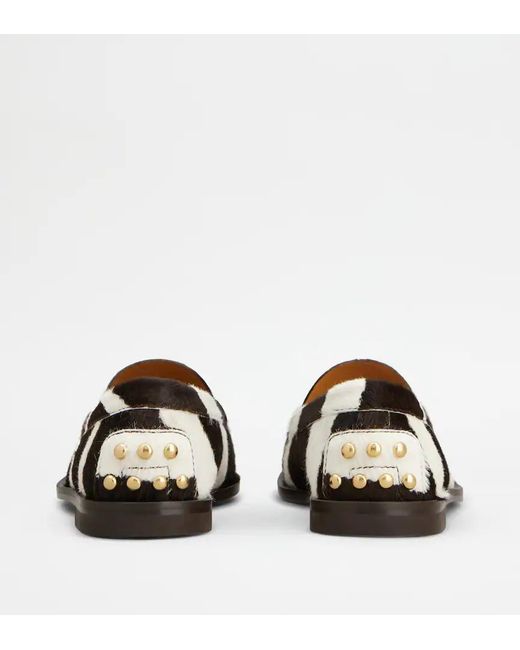Tod's Black Striped Studded Loafers