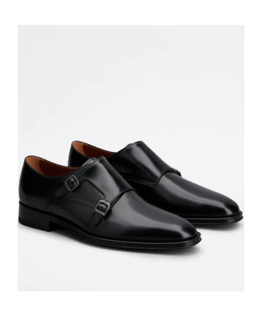 Tod's Black Double-Strap Leather Monk Shoes for men