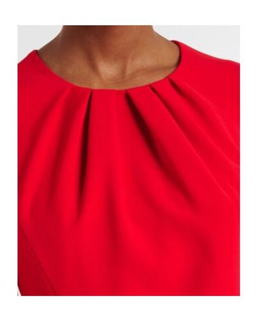 Carolina Herrera Red Belted Crêpe Midi Dress