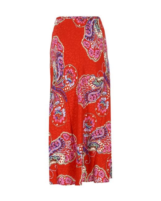 Rixo Red Paisley-Print Jacquard Dress