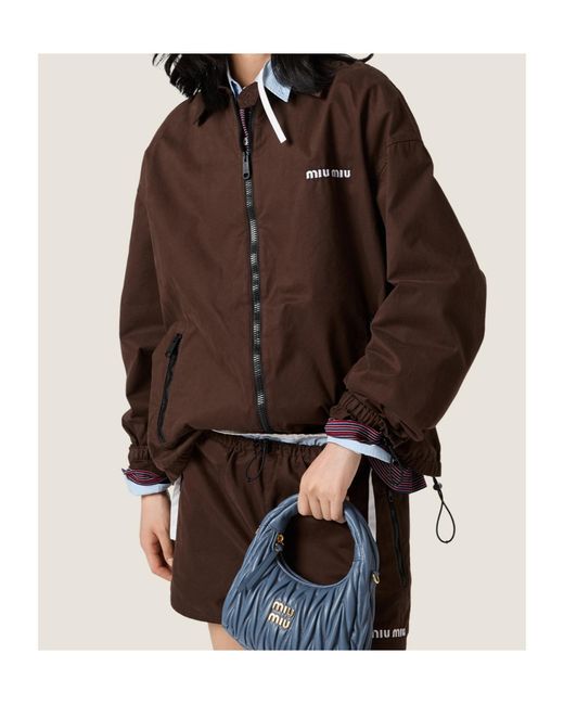 Miu Miu Brown Washed Gabardine Blouson Jacket