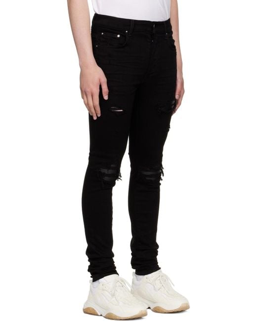 Amiri Black Mx1 Distressed Tapered Leg Jeans for men