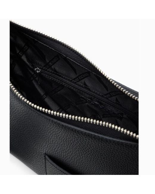 ARMANI EXCHANGE Black Crossbody Bag With A Textured Grain And Chain