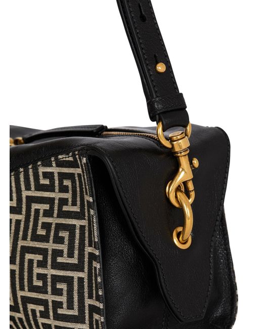 Balmain Black Monogram Jacquard Pulse Shoulder Bag for men