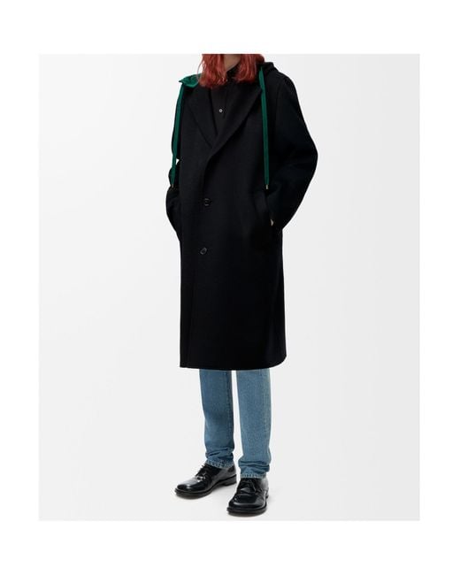 Loewe Black Hooded Cuff Coat for men