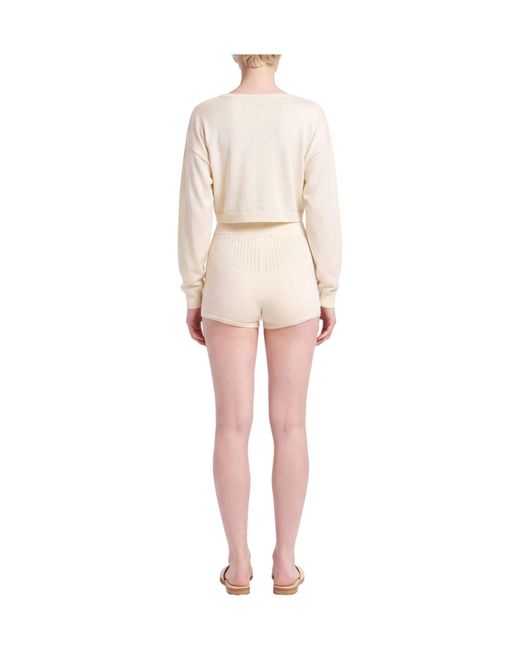 Max Mara Natural Solid-Colored Knit Shorts