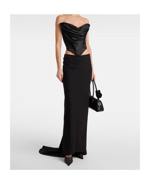 Magda Butrym Black Re25 Silk-Blend Midi Skirt