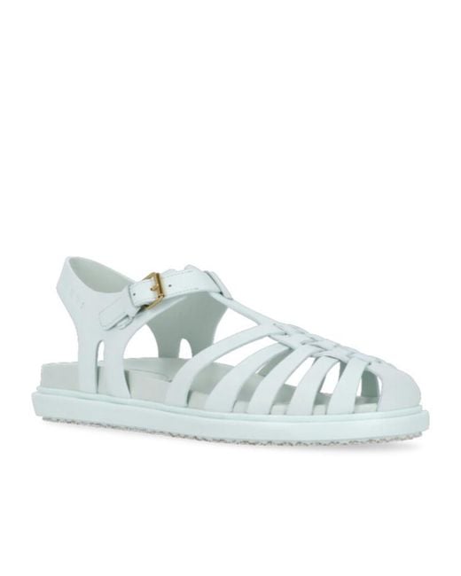 Marni White Fisherman Ankle-Buckle Sandals