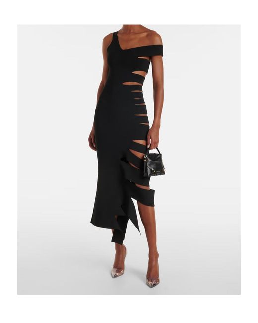 Mugler Black Open-Back One-Shoulder Dress