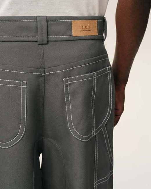 AMI Gray Ami Worker Trousers for men