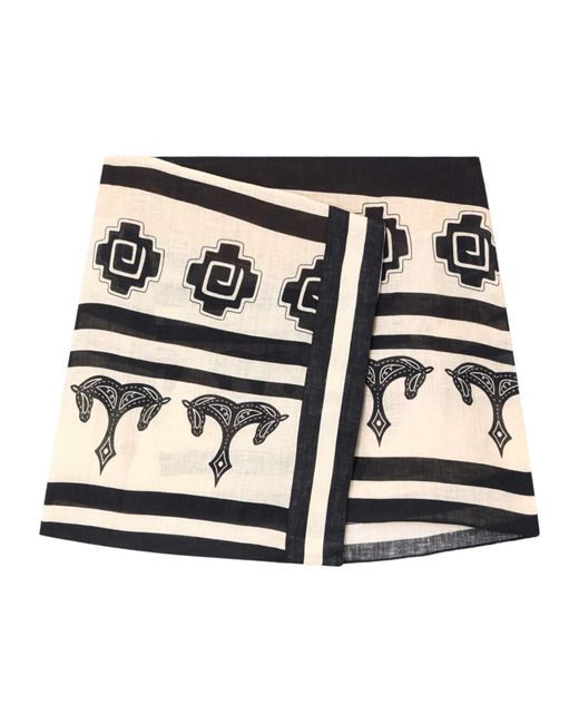 Johanna Ortiz Multicolor Printed Linen Mini Skirt
