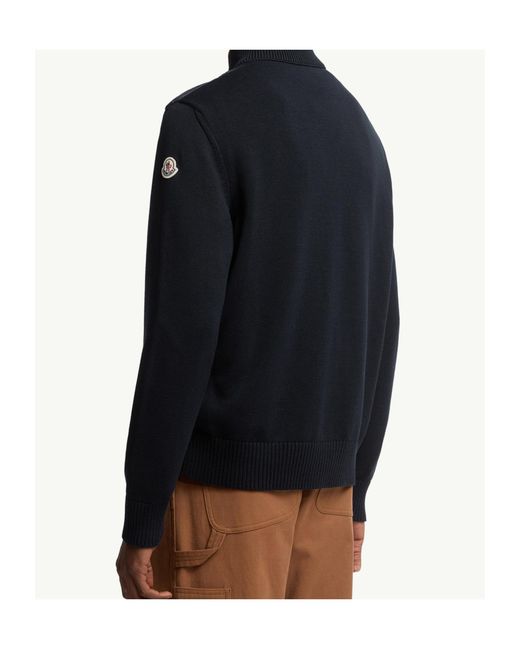 Moncler Blue Logo Patch Zip-Up Padded Jacket for men