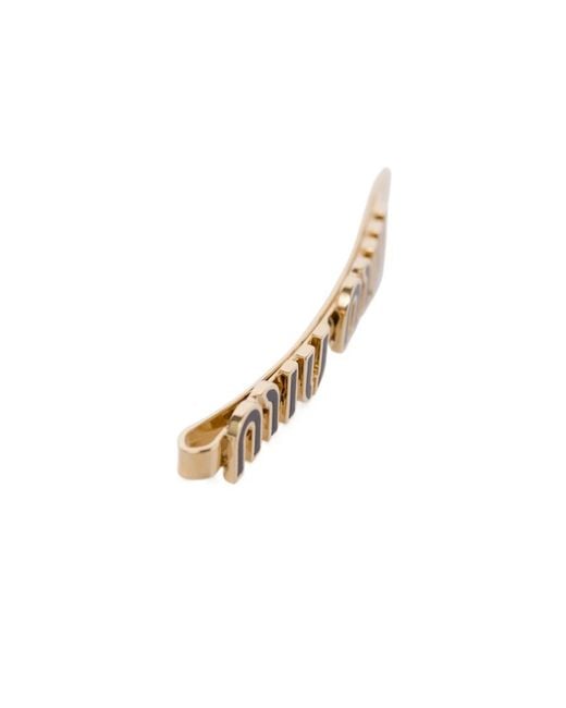 Miu Miu White Logo-Lettering Hair Clip