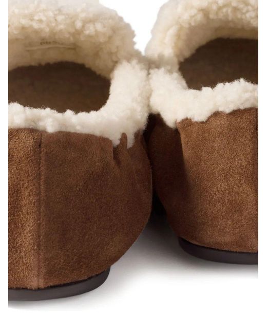 Miu Miu Brown Logo-Detail Suede Loafers
