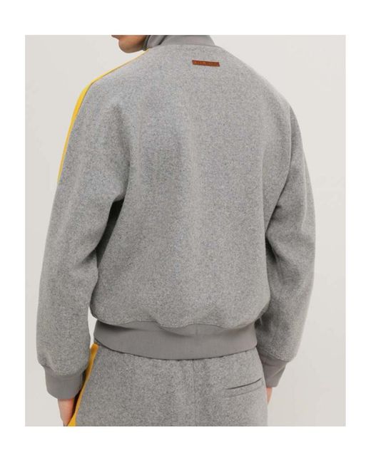 1989 STUDIO Gray Contrast Trim Zip-Up Coat for men