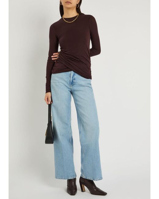 Agolde Brown Eve Draped Jersey Top