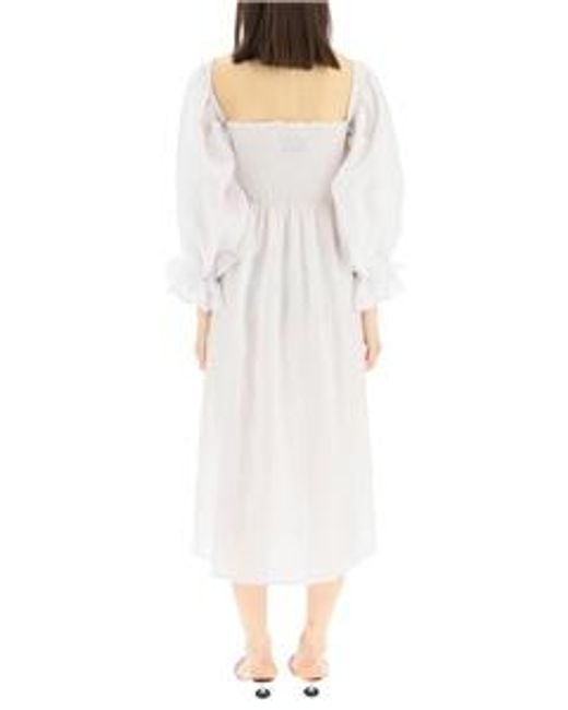 Sleeper White Atlanta Linen Midi Dress