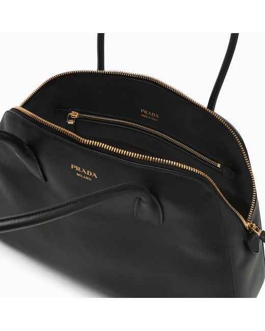 Prada Black Logo Detailed Zipped Tote Bag