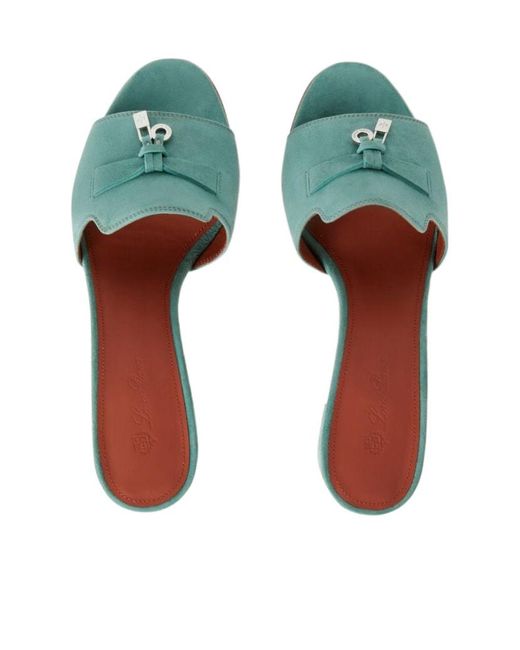 Loro Piana Green Suede Open-Toed High-Heeled Sandals