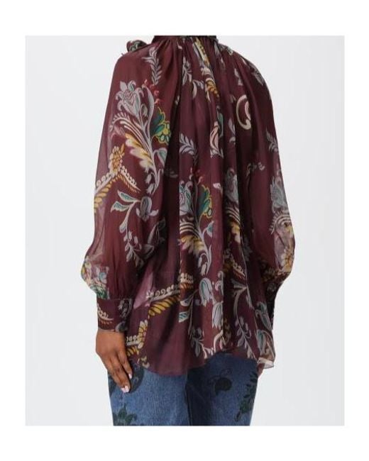 Etro Red Daffodil Motif Blouse