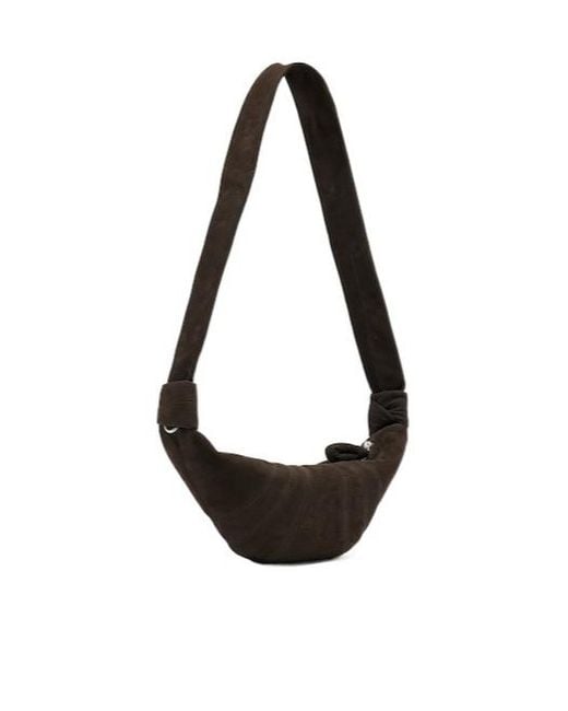 Lemaire Black Dark Suede Crescent Crossbody Bag