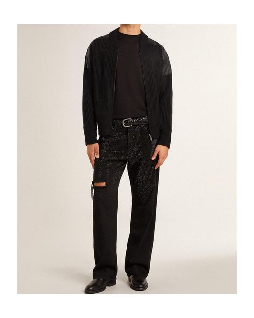 Golden Goose Deluxe Brand Black Panelled Zipped Cardigan for men