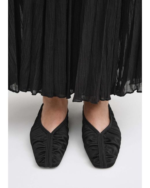 Totême Black Totême The Gathered Ballerina Flats