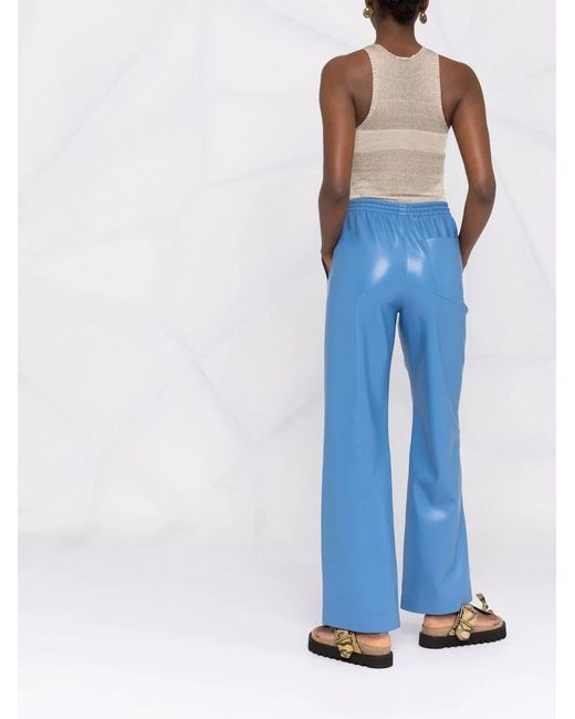 Nanushka Blue Faux-Leather Drawstring-Waist Trousers