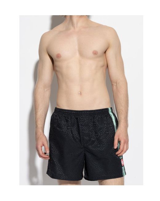 Casablanca Black Elastic Waist Swimming Trunks for men