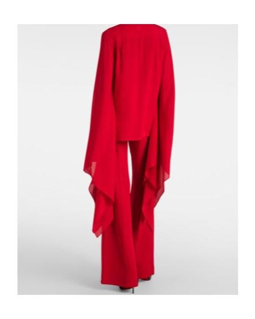 Elie Saab Red Tie-Neck Silk Blouse