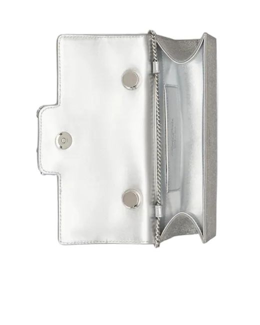 Roger Vivier Gray Flower Strass Jewel Buckle Clutch Bag Mini