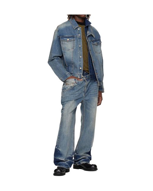 ANDERSSON BELL Blue Asymmetrical Layered Denim Jacket for men