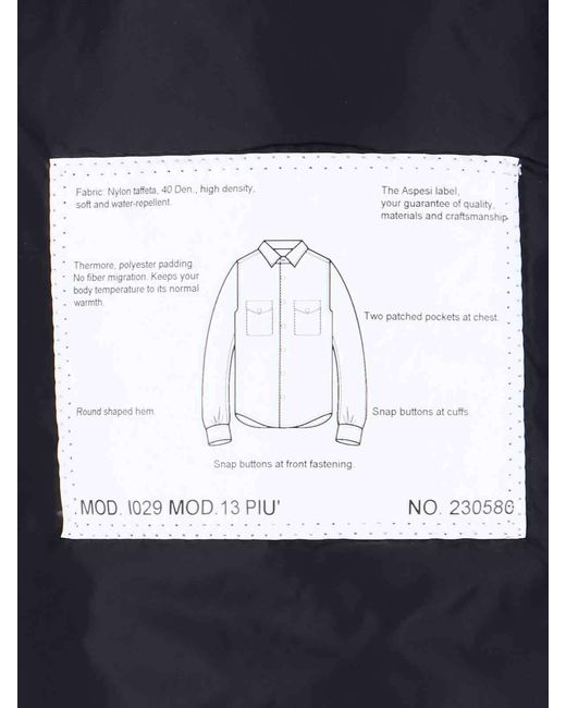 Aspesi Blue Button-Up Shirt Jacket With Chest Pockets for men