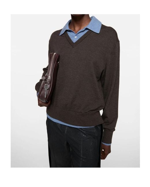 Acne Gray Layered Knit Jumper