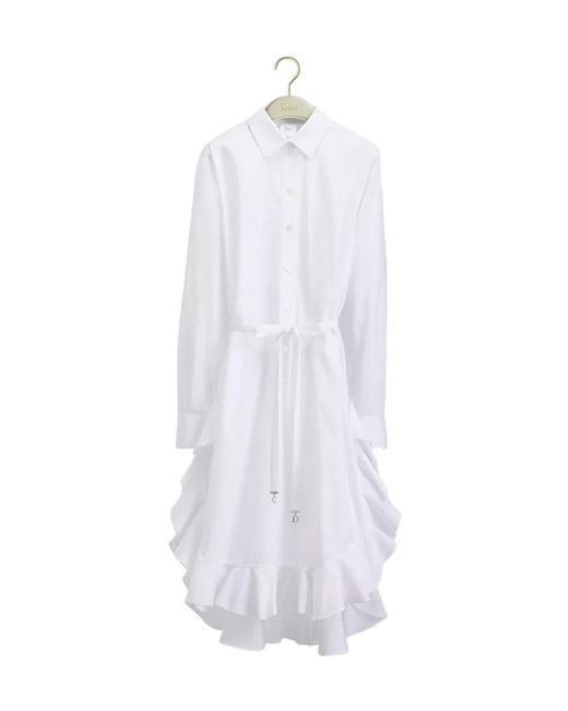 Dior White Iviera Mid-Length Ruffled Dress