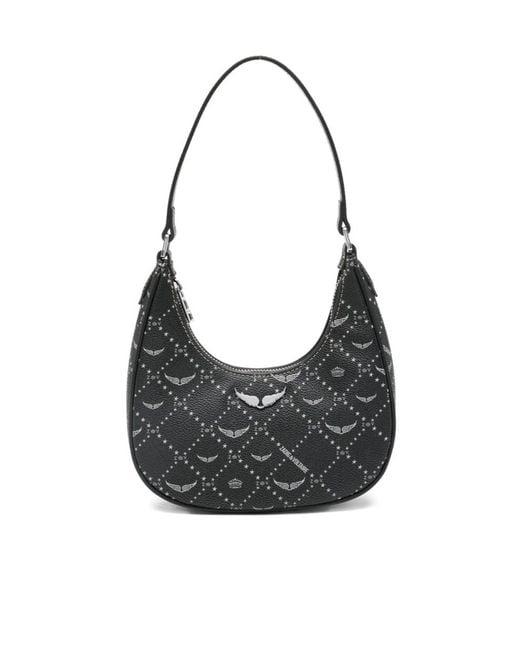Zadig & Voltaire Black Z Night Out Logo Graphic Shoulder Bag