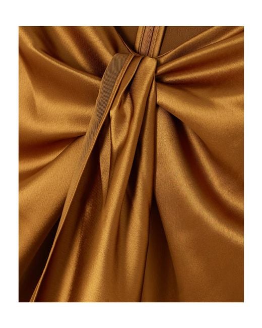 Galvan Natural Asymmetric Satin Maxi Skirt