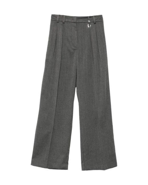Patrizia Pepe Gray Herringbone Pinstripe Trousers