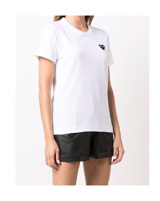 Comme des Garçons White T-Shirt Heart Motif Cotton Tee