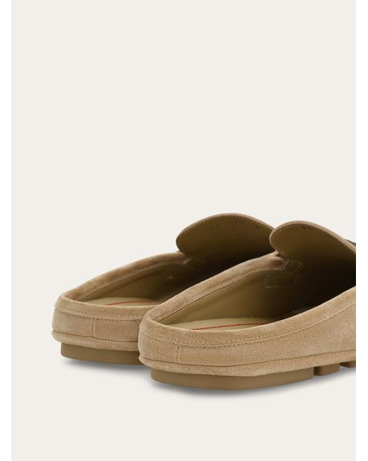 Ferragamo Brown Loafer Mule With Gancini Ornament for men