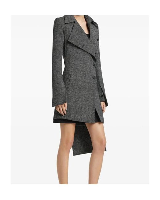 Courreges Gray Asymmetric Wool Coat