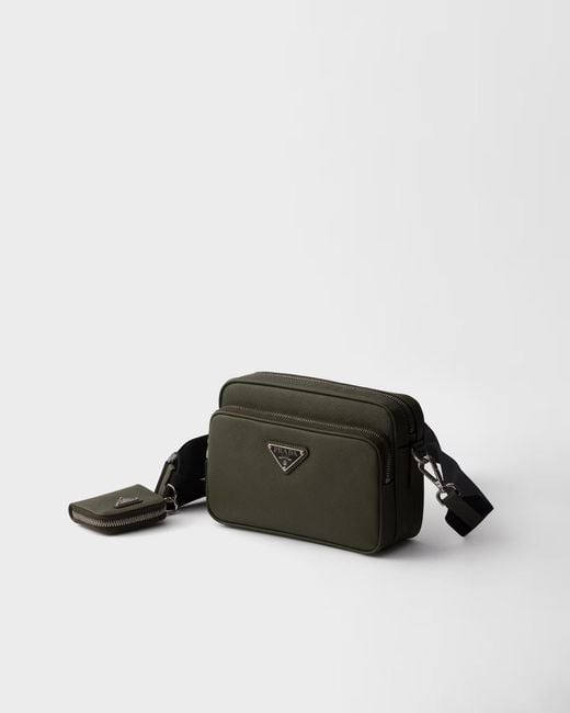 Prada Green Saffiano Leather Shoulder Bag for men