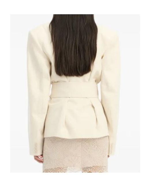 ROTATE BIRGER CHRISTENSEN Natural Belted Fitted Blazer