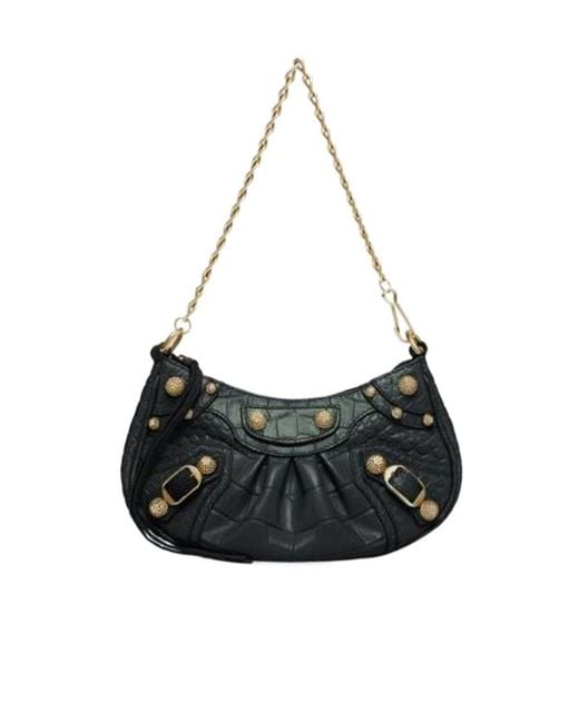 Balenciaga White Borsa Le Cagole Mini Con Catena Con Lavorazione Coccodrillo Da Donna